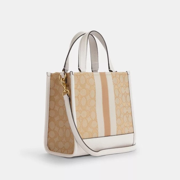 NWT!COACH DEMPSEY TOTE 22 IN SIGNATURE JACQUARD WITH STRIPE AND PATCH(CQ878) - Picture 11 of 14